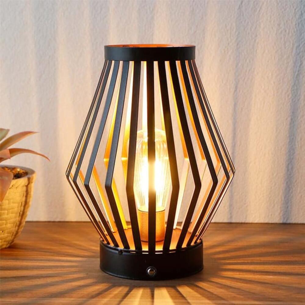 Linterna led inalámbrica negra de estilo retro con bombilla edison: decoración con ambiente de vela para bodas, navidad, jardines y uso interior y ex