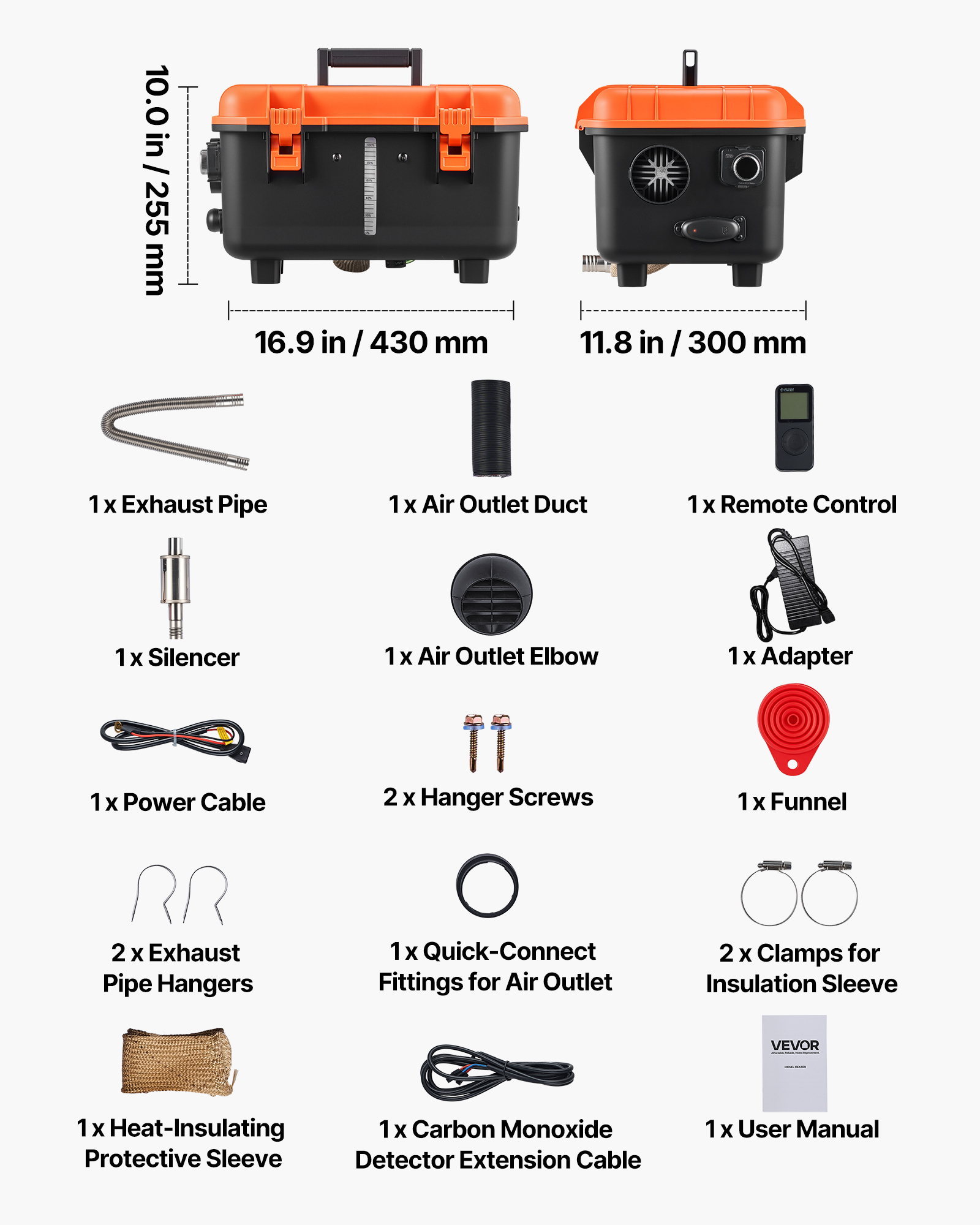 Chauffage Diesel VEVOR 8 kW DC 12 V/24 V, Tout-en-Un Portable, avec Télécommande et Écran LCD, Réservoir de 4 L, Camion Camping-car Fourgonnettes - 7