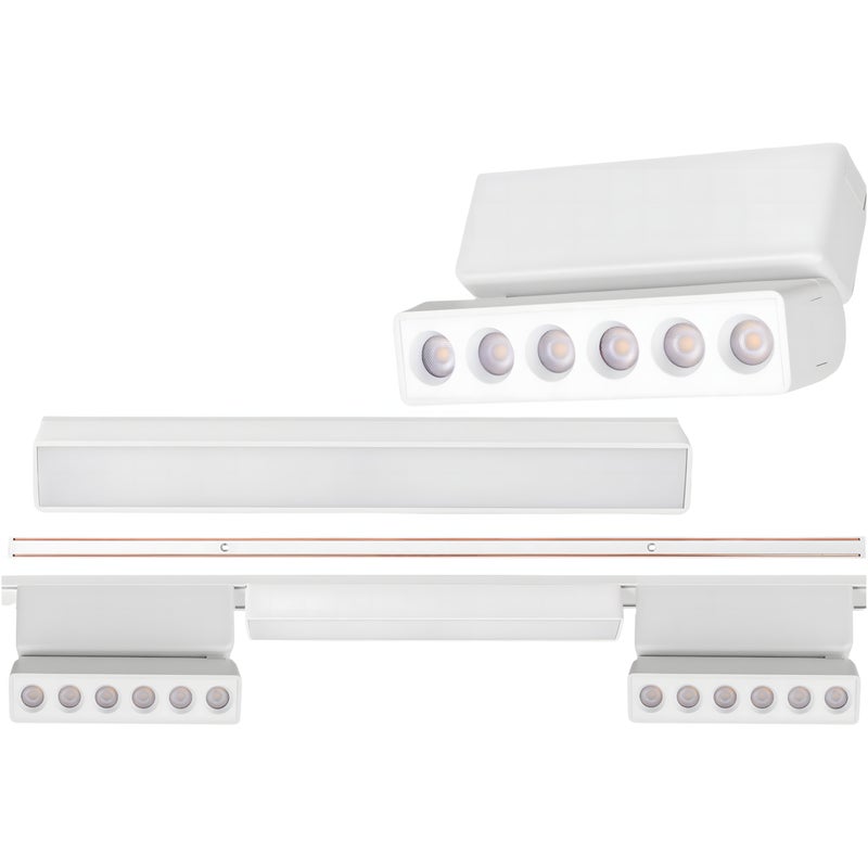 Zestaw oświetlenia szynowego LED Biały system magnetyczny szyna listwa 1m + 3 lampy LED ze źródłem światła - LEDHOFF