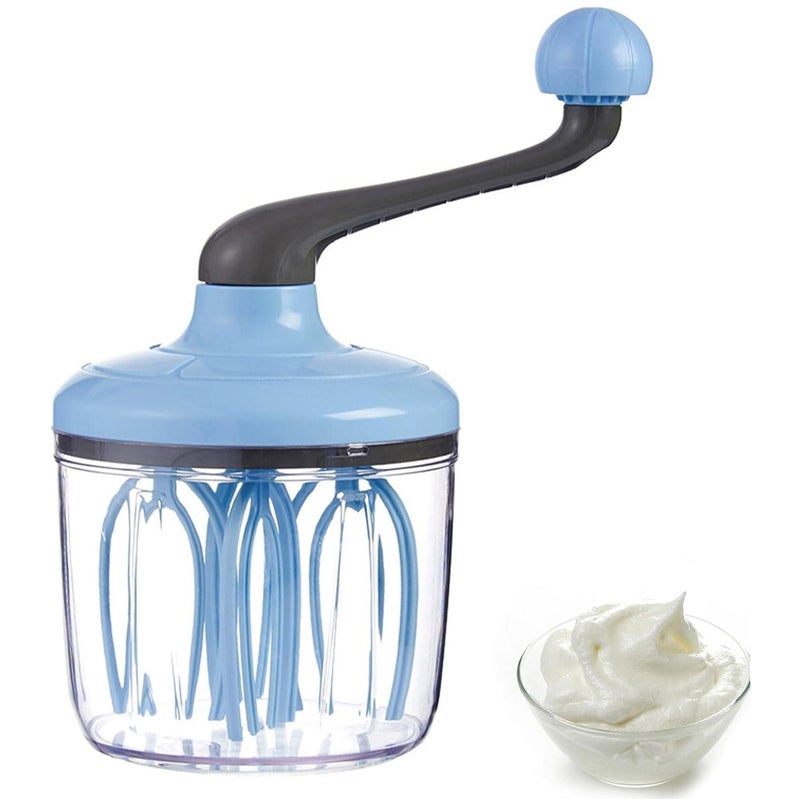 Półautomatyczny mikser, niebieski - pojemność 1,1 l, antypoślizgowa podstawa, 16 obrotowych prętów do szybkiego mieszania