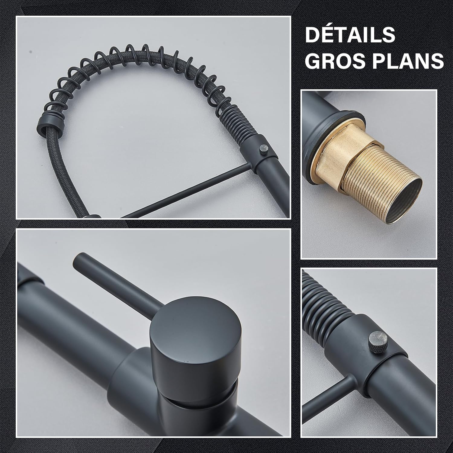 Robinet Cuisine, Mitigeur Cuisine Avec Douchette Pivotant à 360° D'Évier à Arc Élevé Pulvérisateur Escamotable 2 Modes, Acier Inoxydable | Leroy Merlin