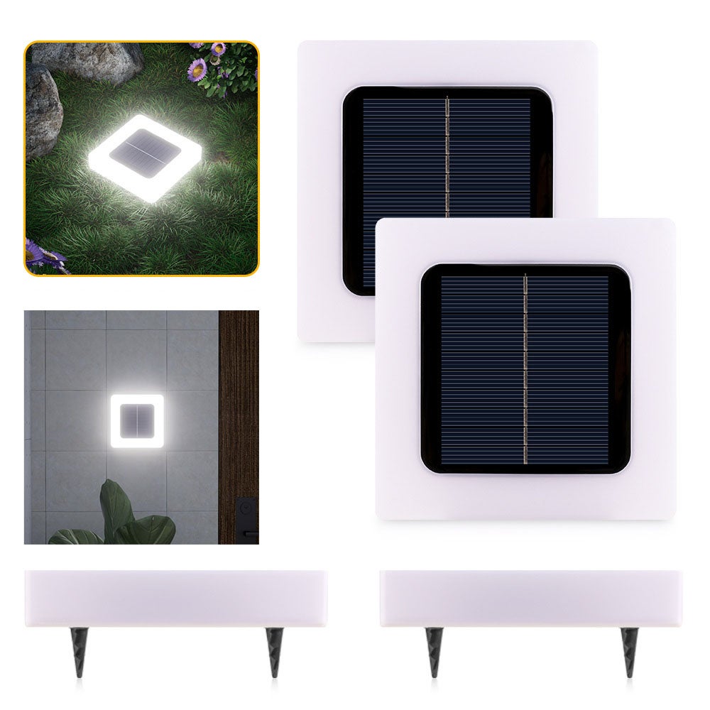 Zestaw 4 lamp solarnych ścieżkowych, lampy solarne gruntowe, wodoodporne oświetlenie zewnętrzne do ogrodu, trawnika, patio, chodnika (światło białe)