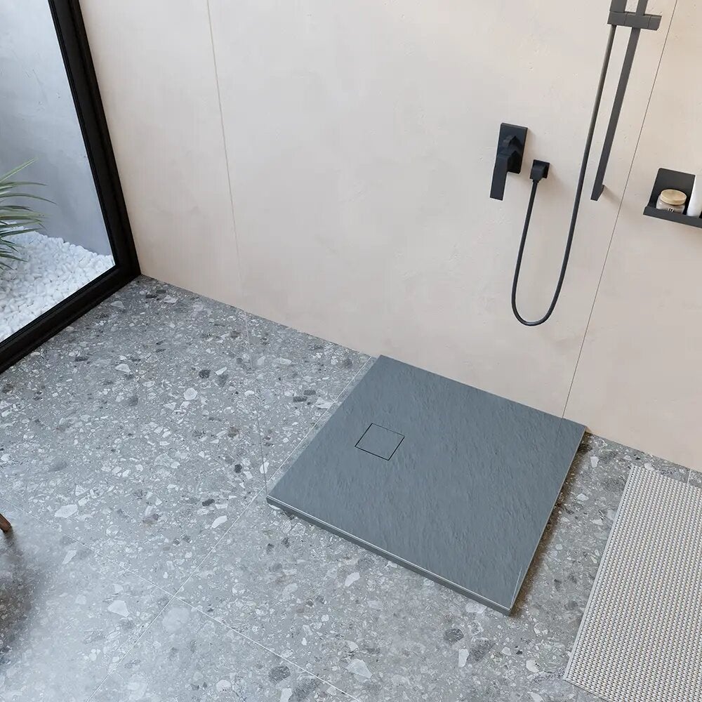 Receveur de douche 80 x 80 cm, couleur gris effet pierre | Samos - 3