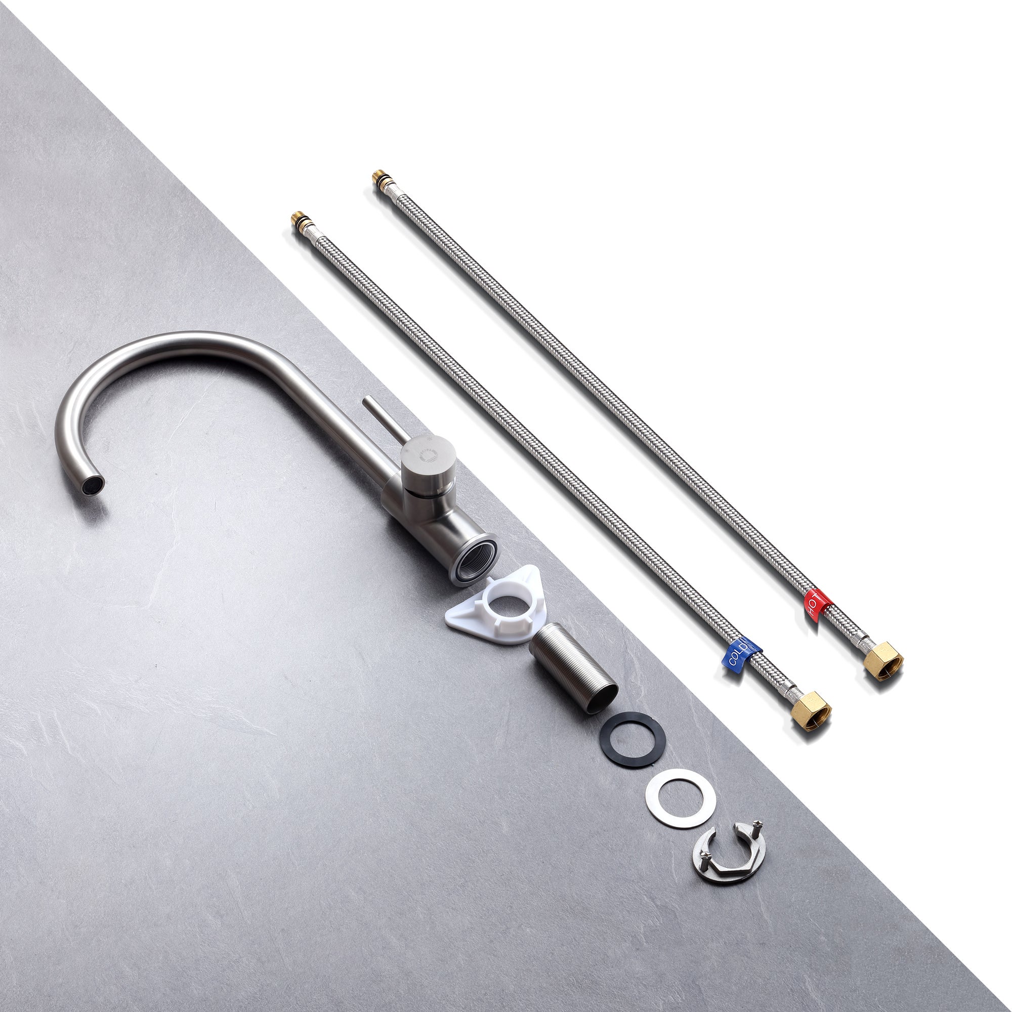 Miscelatore da cucina Cecipa max U-Forme in acciaio inox - Miscelatore per lavello acqua calda e fredda con gocciolatore rimovibile,EU Modello - 6