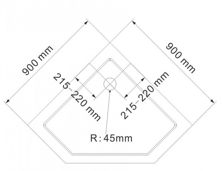 BERNSTEIN - Receveur de douche pentagonal - 90x90cm et système d´évacuation - 3