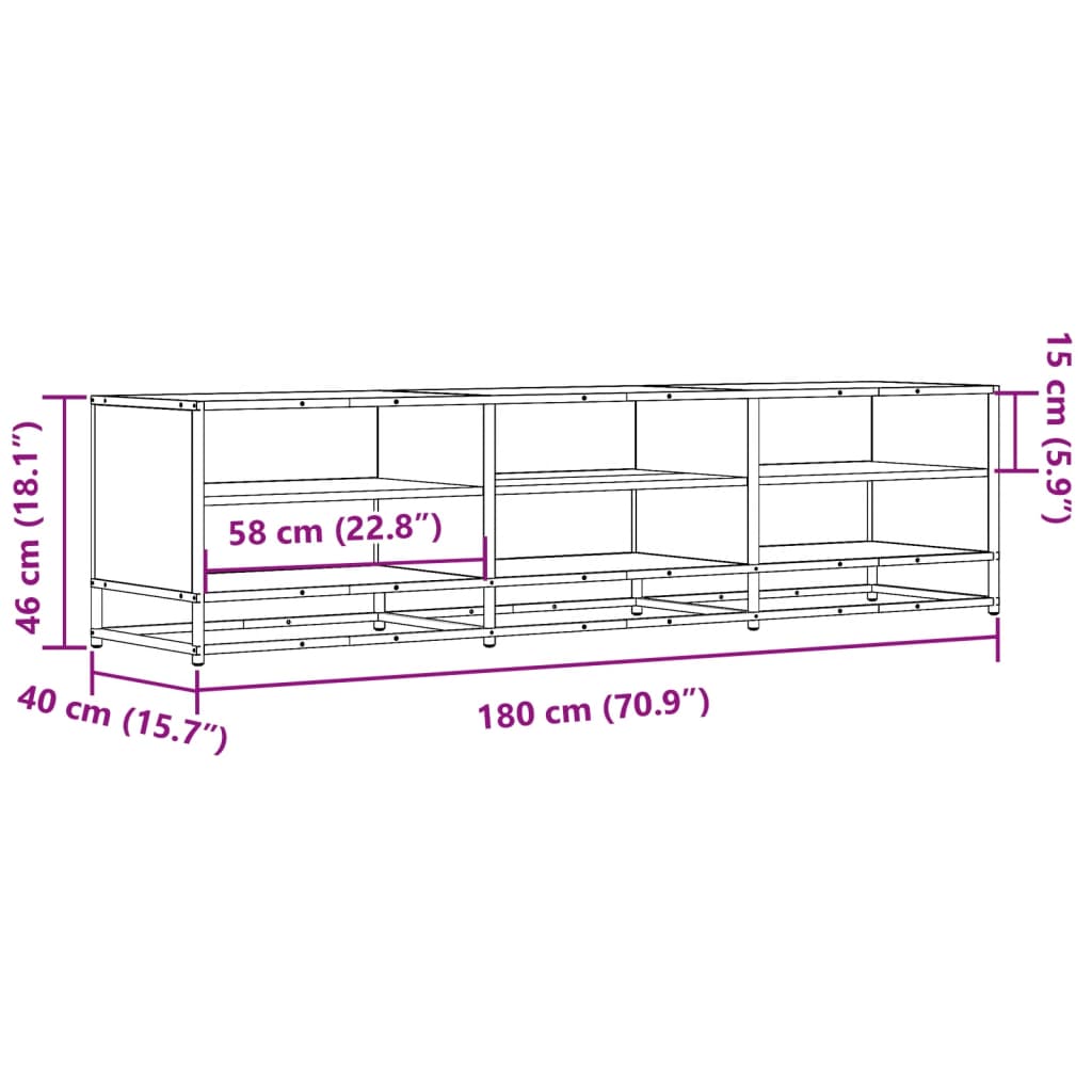 Maison Exclusive - Meuble TV sonoma gris 180x40x46 cm bois d'ingénierie - 9
