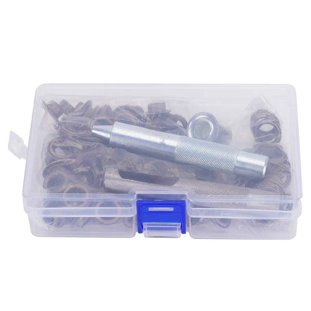 KATSU Presse à Œillets, Kit d'Outils de Poinçonnage Manuel Machine à Œillets Robuste, avec 3 Matrices (6 mm/10 mm/12 mm) et 1500 œillets argentés pour Tissu Cuir Artisanat Rideaux