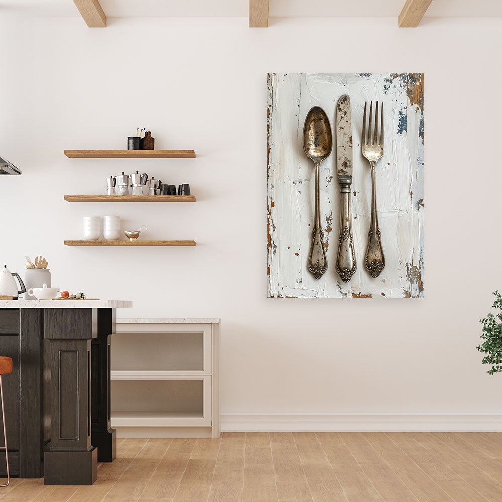 Obraz do kuchni jadalni salonu, Sztućce w stylu shabby chic 60x90 - 2