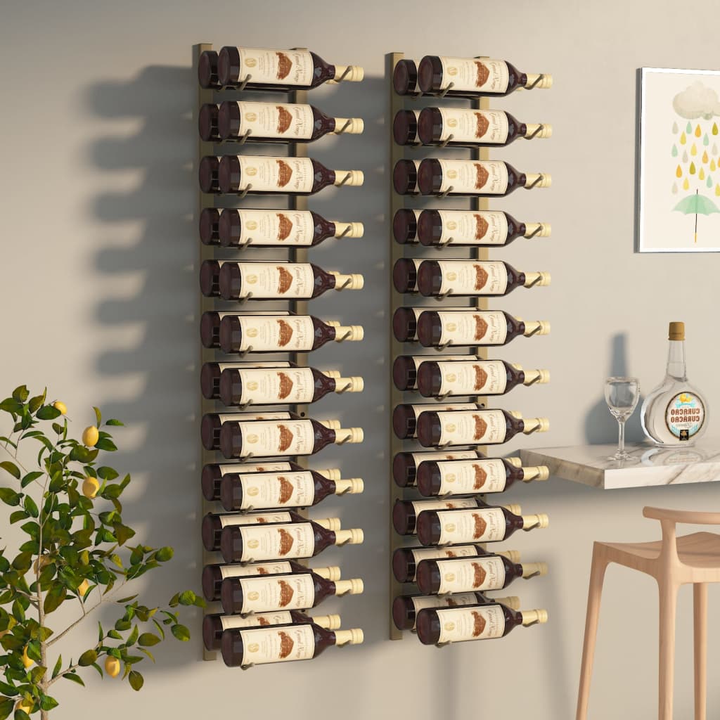 Portabottiglie Da Parete In Metallo Per Vino - Espositore Per 12 Bottiglie, Per Casa, Bar E Cantina
