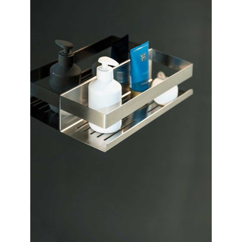 Étagère Murale Wenko Turbo-Loc Genova - 30 Cm, Acier Inoxydable Noir, Design Moderne