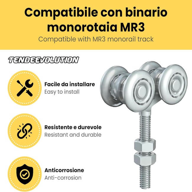 Profili In Pvc Binario Scorrevole Monorotaia In Ferro Zincato Per Teloni, 3 X 2 Cancello Scorrevole