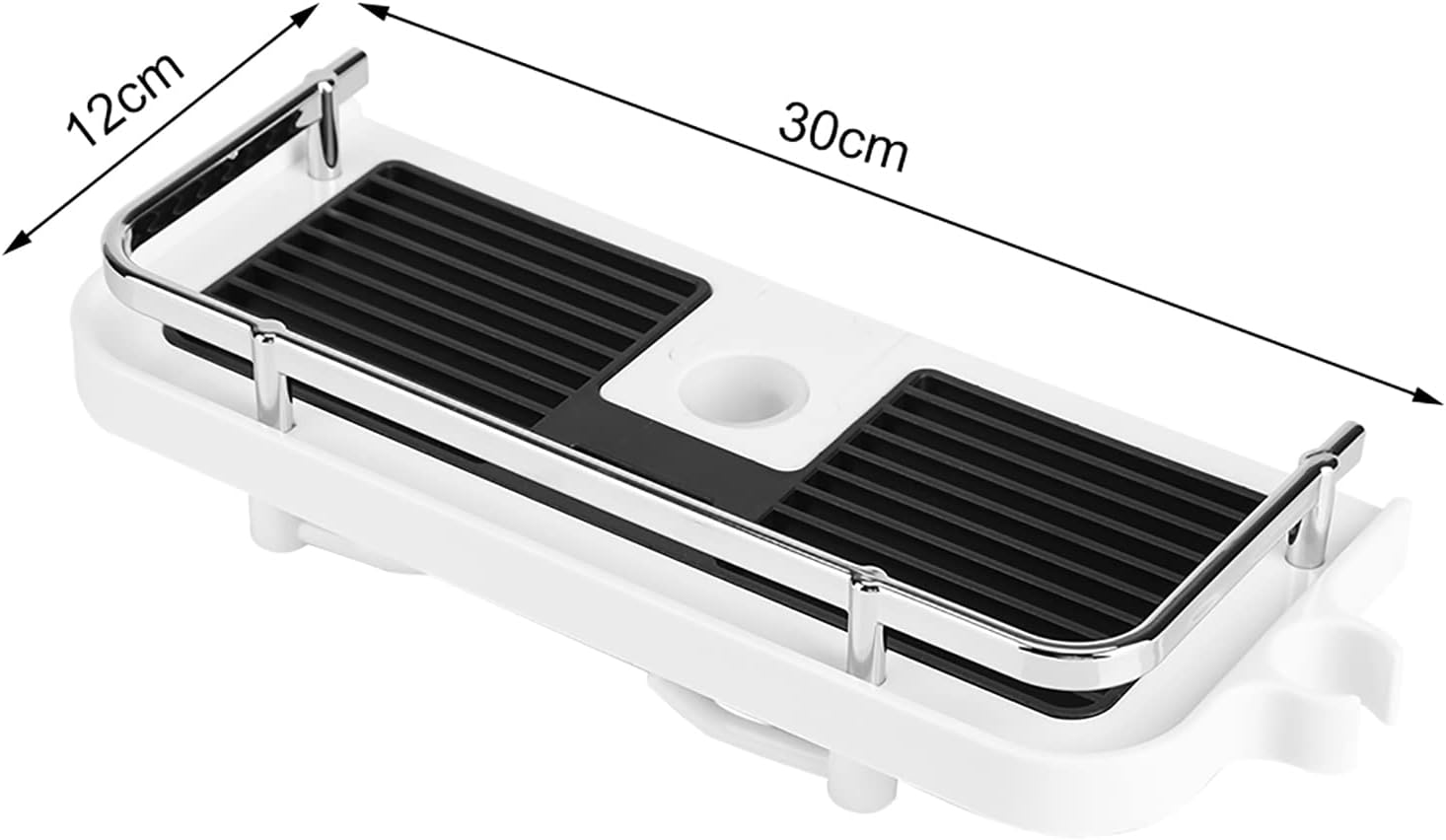 Organiseur de poteau de douche sans perçage, étagère de rangement avec crochet pour salle de bain pour barre coulissante de 24 mm - 2