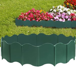 NAIZY Bordo per prato Bordo per aiuola in plastica Palizzata da giardino Aspetto legno Bordo in pietra perimetrale, marrone (LxH): 28 cm x 24 cm - 20 pezzi, 5,6 m
