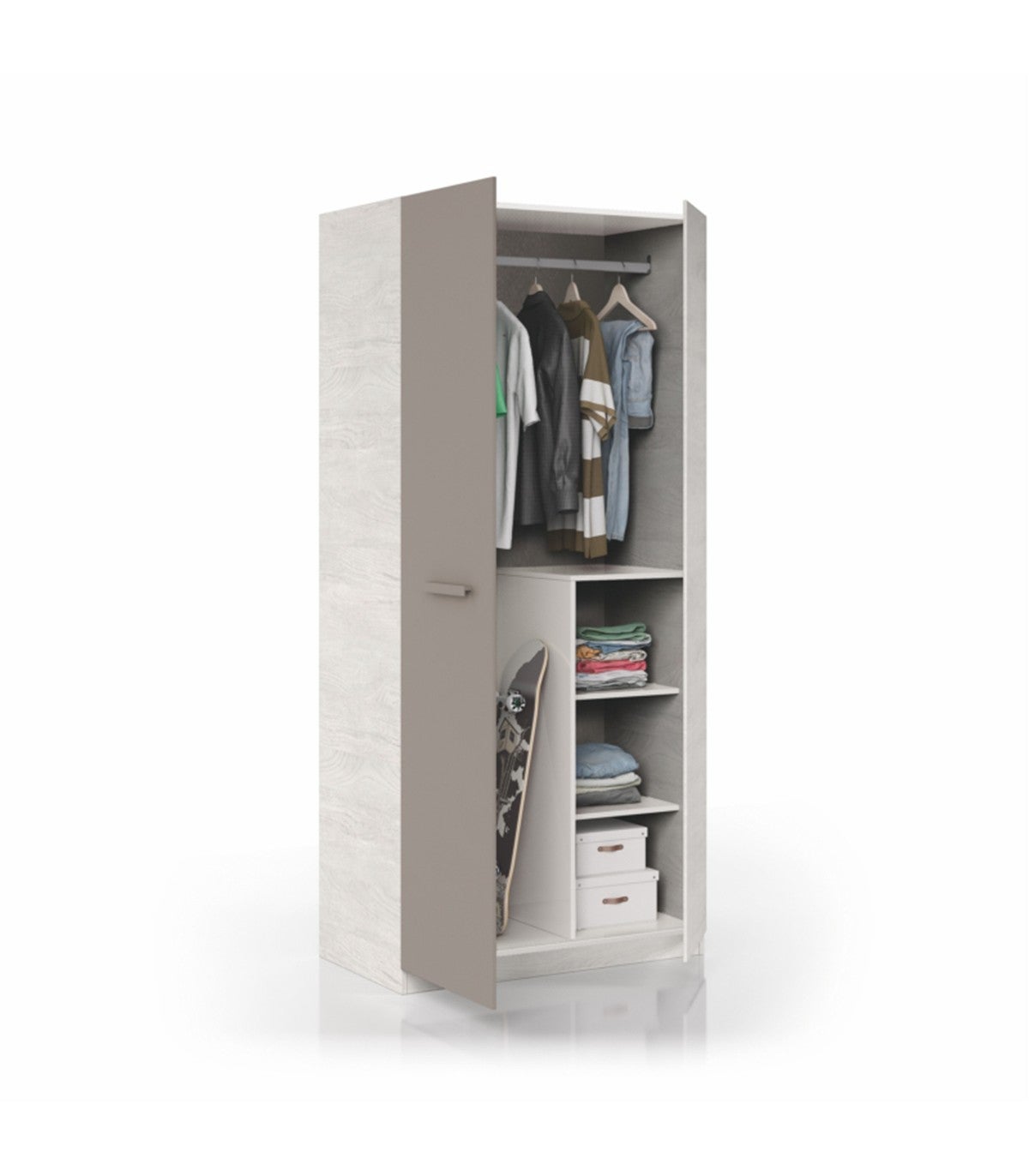 Armoire enfant MAUD 2 portes L90cm x H200cm - Taupe - 6