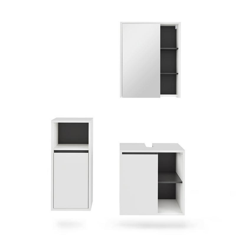 Vicco Zestaw mebli łazienkowych Viola, Biały/szary, 3 części