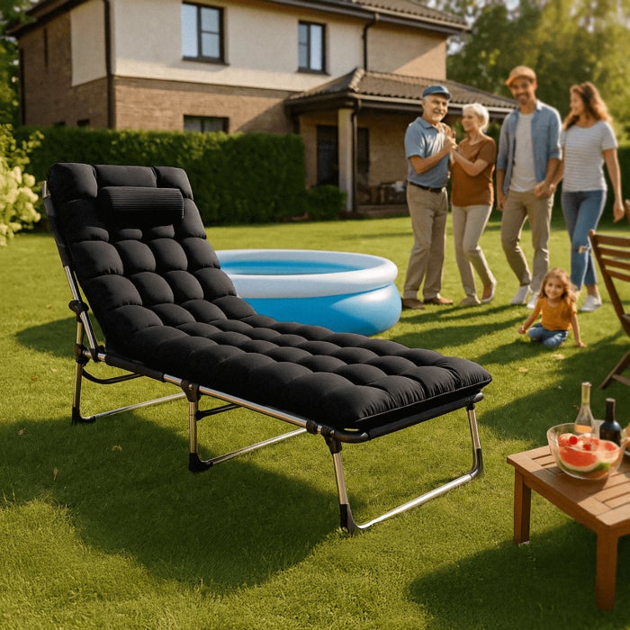 Leżak Fotel Rozkładany Do Spania Salonu Leżanka Jednoosobowa Czarny VENUS - 2