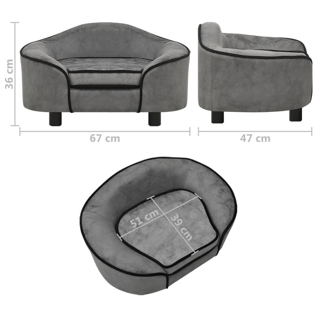 Divano per cani 67 cm peluche grigio 02_0000149 - 7