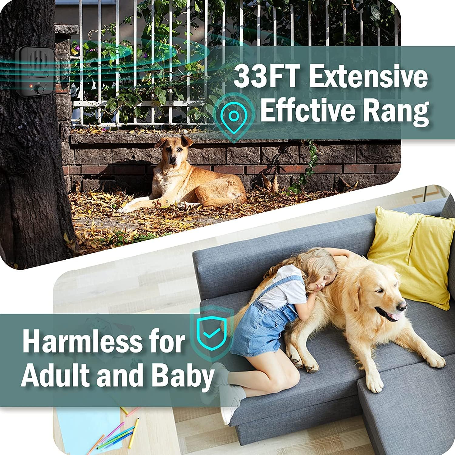 Dispositivo antiladridos para perros, control de ladridos de 3 frecuencias, disuasivo ultrasónico de 10 m, recargable, suave, herramienta de entrenami - 4