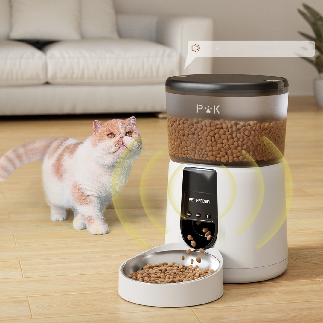 Distributeur de croquettes automatique 2.4G WiFi 4L Mangeoire automatique pour chat Connected App Distributeur de nourriture pour animaux Blanc - 6
