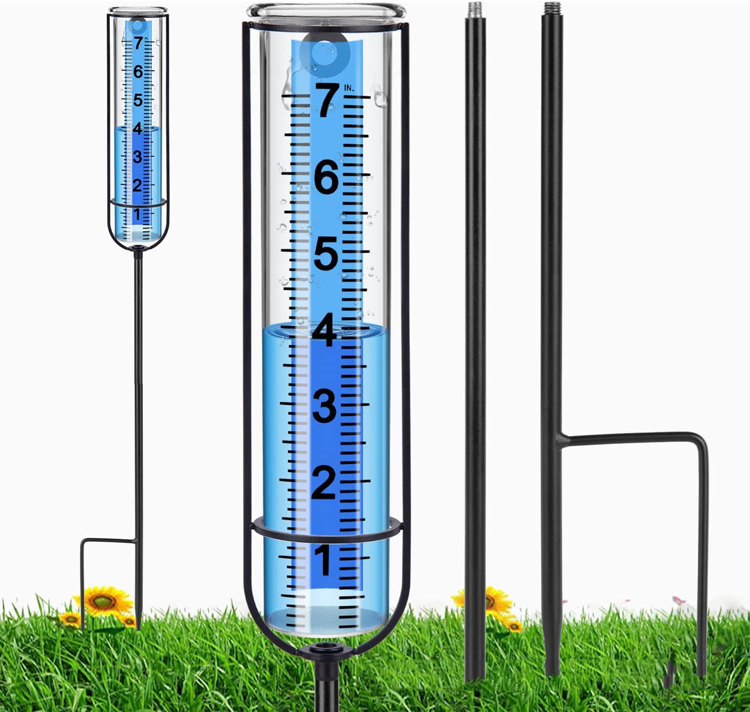 Pluviomètre Extérieur 7 Pouces - Hauteur Réglable, Chiffres Lisibles | Pour Jardin, Pelouse, Ferme - 8
