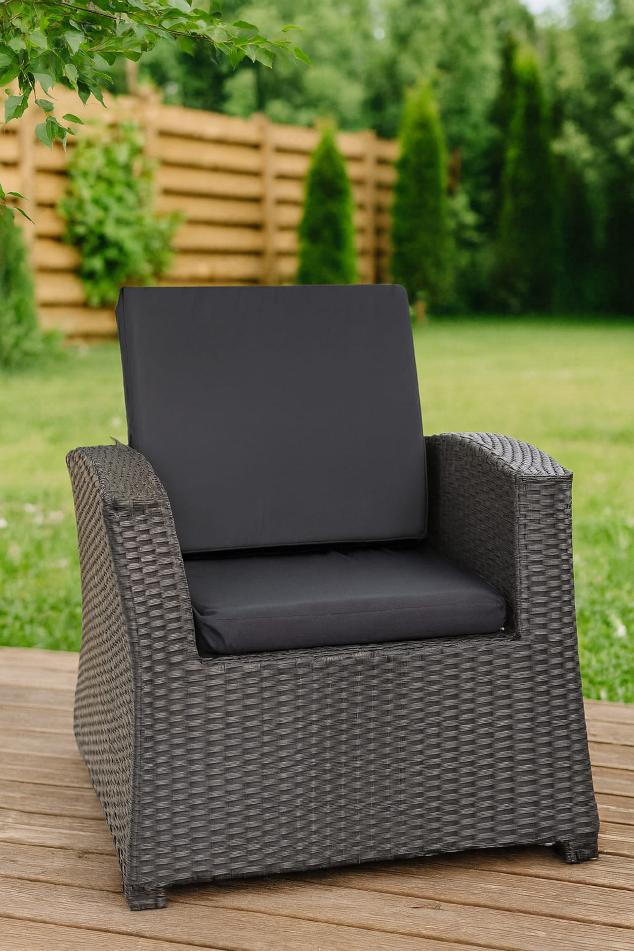 2x Zestaw poduszek na fotel ogrodowy rattanowy 56x52x7 antracyt poduszki na krzesło ogrodowe z oparciem poduszki na fotele technorattanowe na taras - 4