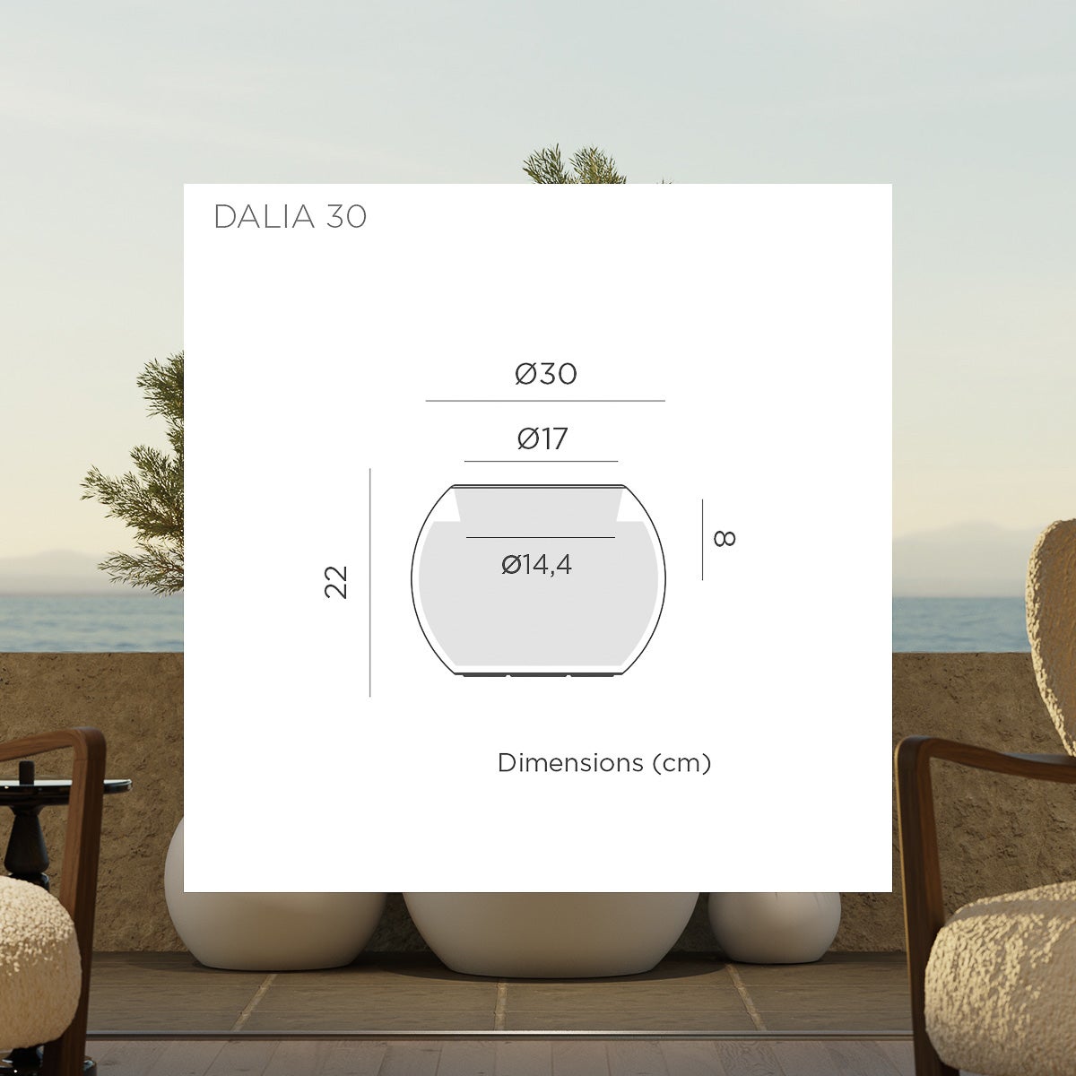 DALIA 30 - Pot rond pour plantes et fleurs en polyéthylène ø30x22,5 cm pour l'extérieur et l'intérieur très résistant. Couleur bronze - 5