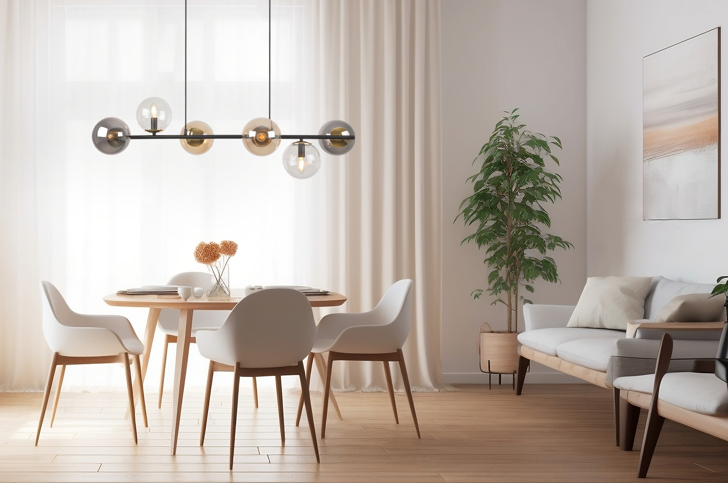 Lampa sufitowa wisząca Siena czarna modern 6xE14 klosz kula mieszany/złoty Light Home LH - 3