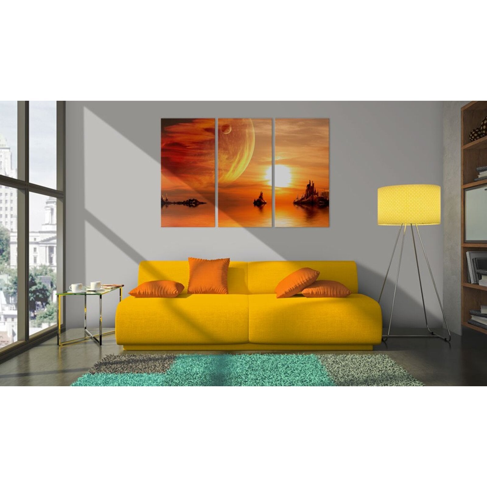 Tableau coucher du soleil romantique - 120 x 80 cm - 2