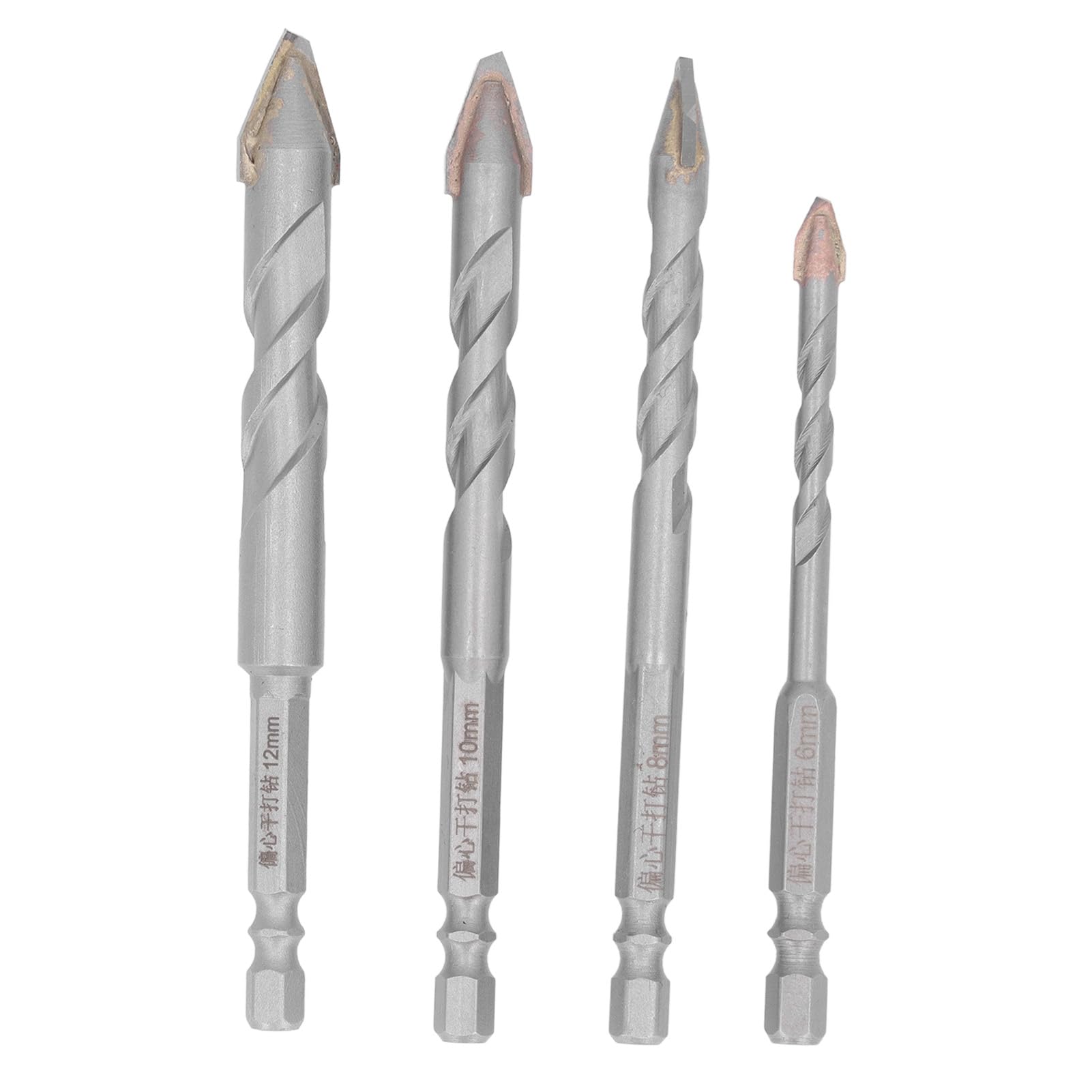 Lot de 4 forets hélicoïdaux en carbure cémenté, forets de maçonnerie filetés multifonctions pour sablage au jet de sable pour verre et céramique - 6