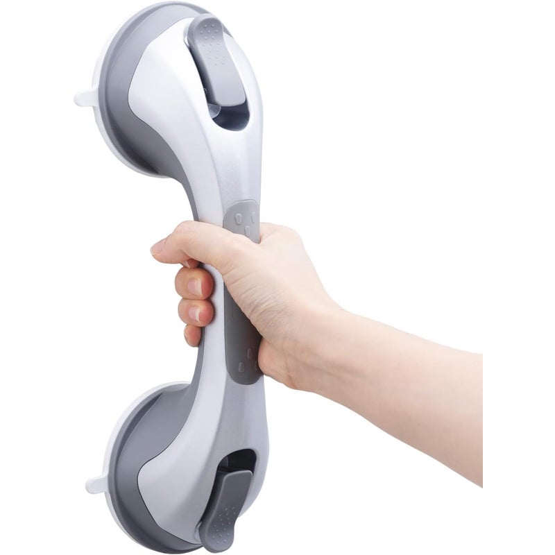 Uchwyt prysznicowy z przyssawką do łazienki, solidny uchwyt prysznicowy 31 cm, uchwyt prysznicowy bezpieczeństwa, srebrny