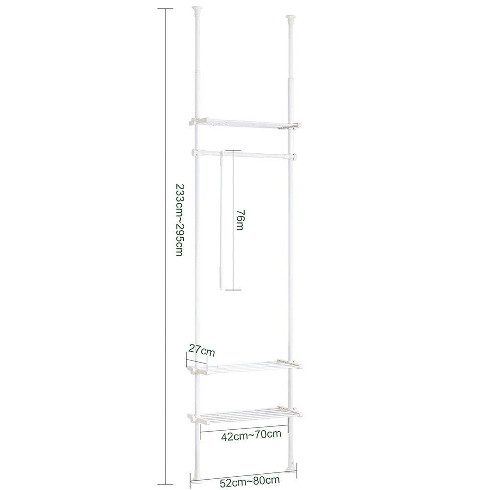 Sobuy Kls07-w Télescope Porte-vêtements Système De Penderie Télescopique Avec 1 Barre 3 Étagères - Blanc - 3