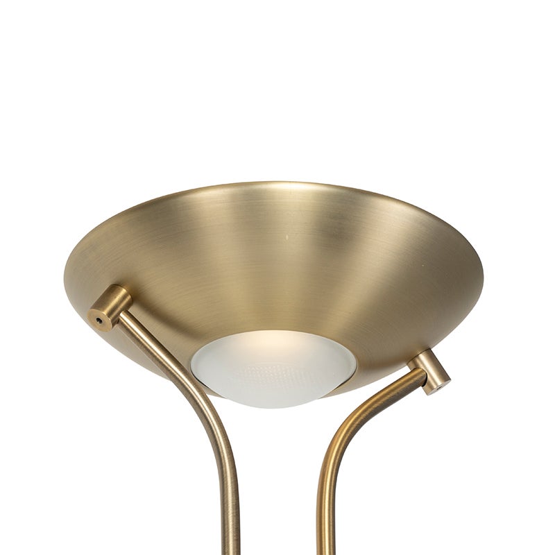 Qazqa classic-antique lampadaire uplighter avec bras de lecture - Diva - bronze, led intégrée 23w incluse, Integrated led, 2000k - 5