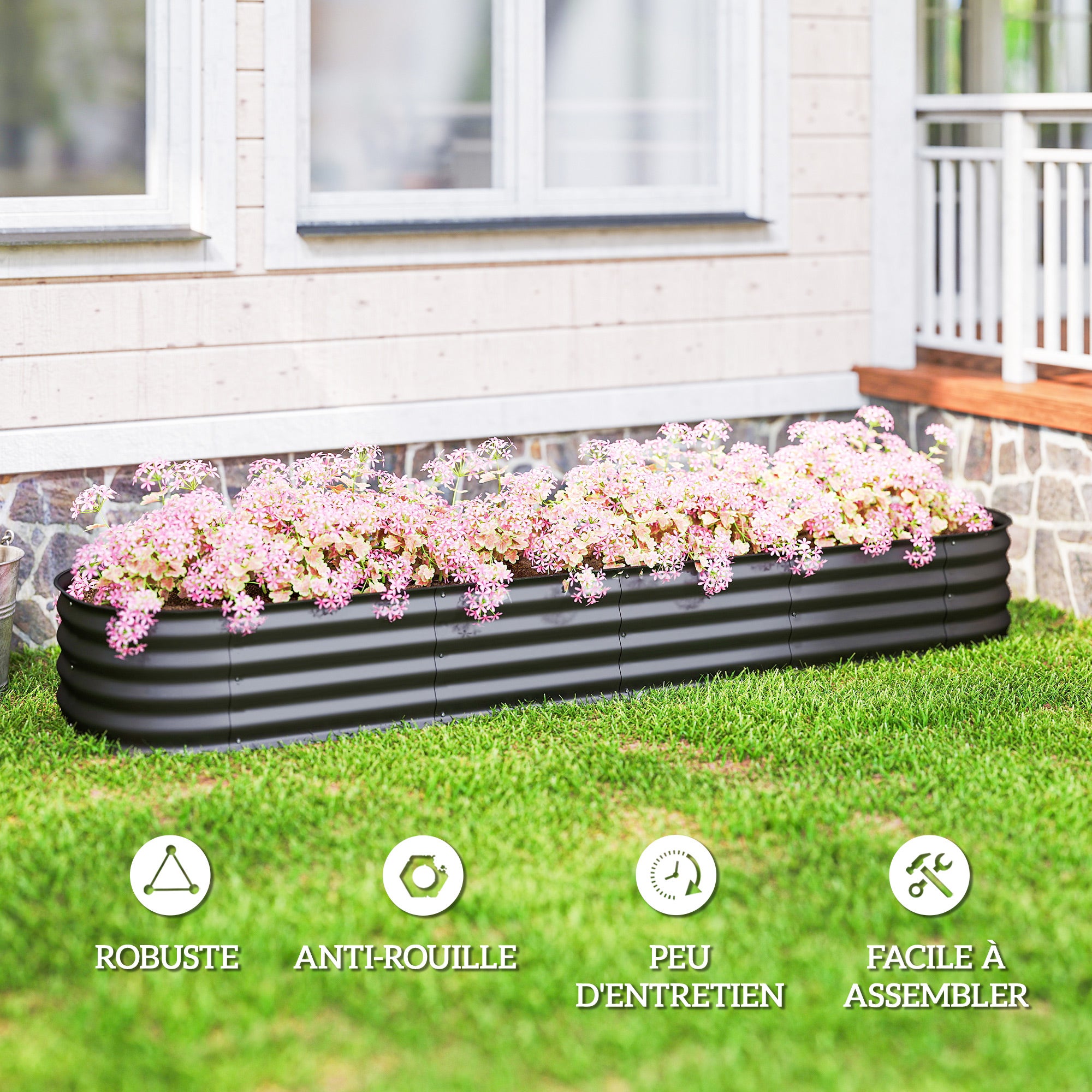 Carré potager de jardin acier galvanisé Outsunny - 7