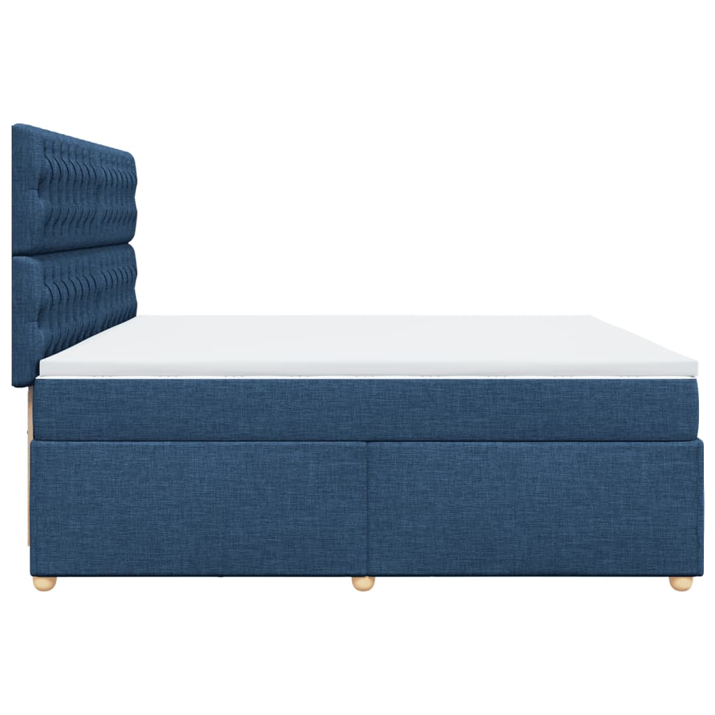 Maison Exclusive - Sommier à lattes de lit avec matelas Bleu 200x200 cm Tissu - 5