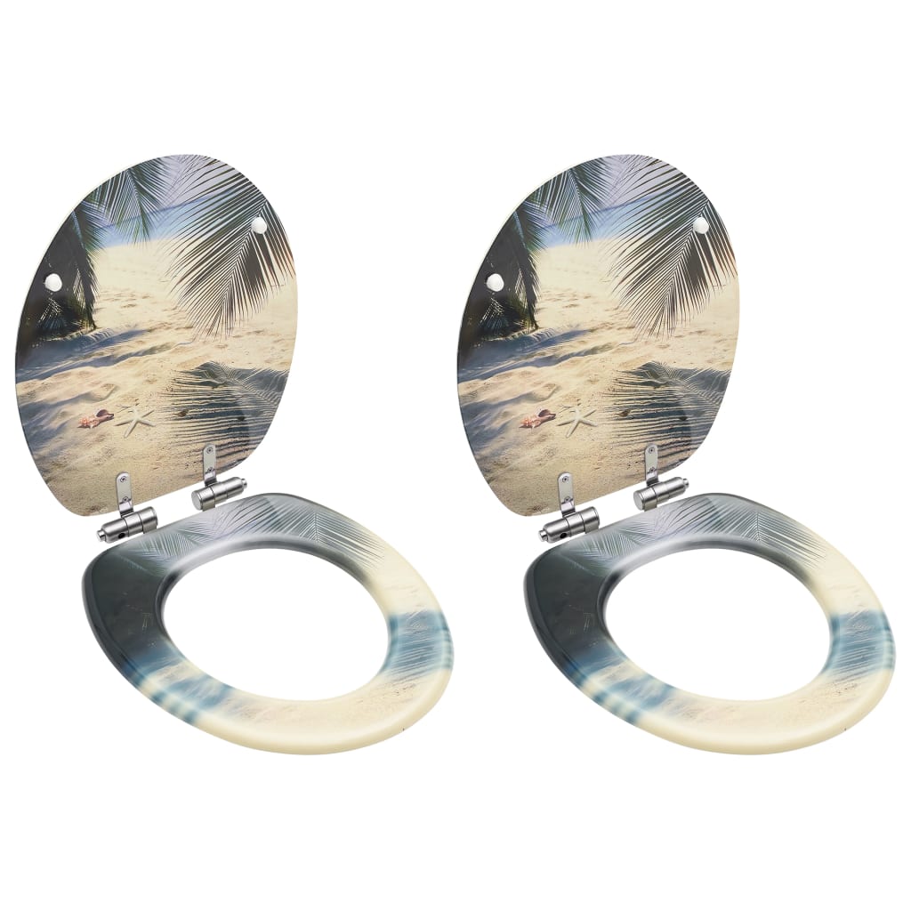 Maison exclusive - asiento de inodoro tapa cierre suave 2 uds mdf diseño de playa