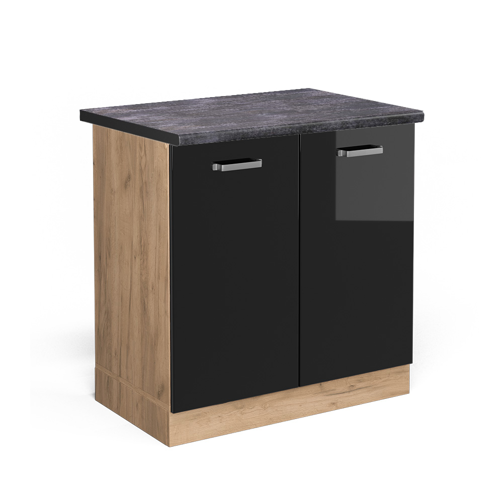 Vicco Szafka pod zlew R-Line, Czarny wysoki połysk, 80 cm , BP Antracyt