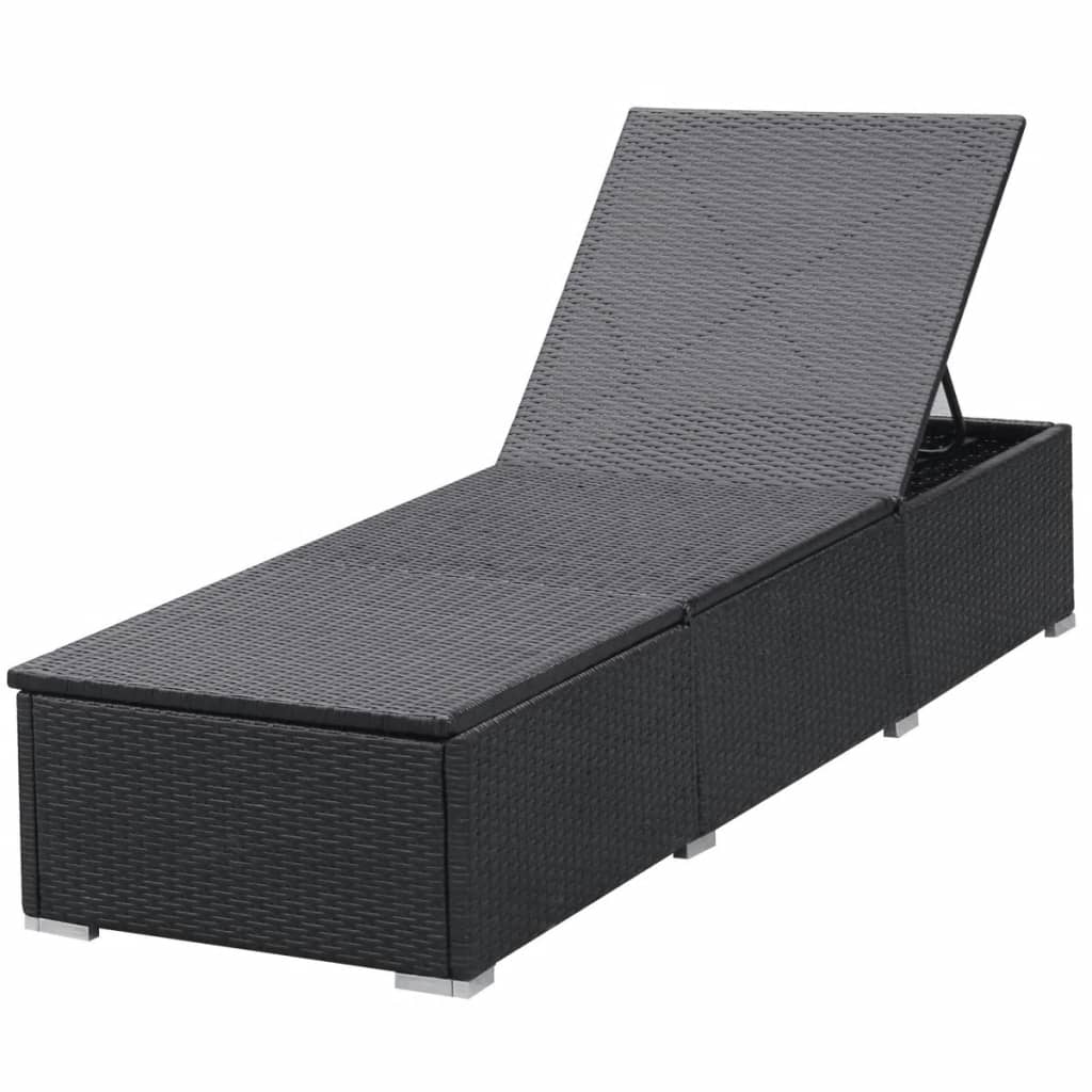 Chaises longues avec coussins 2 pcs Résine tressée Noir - 4