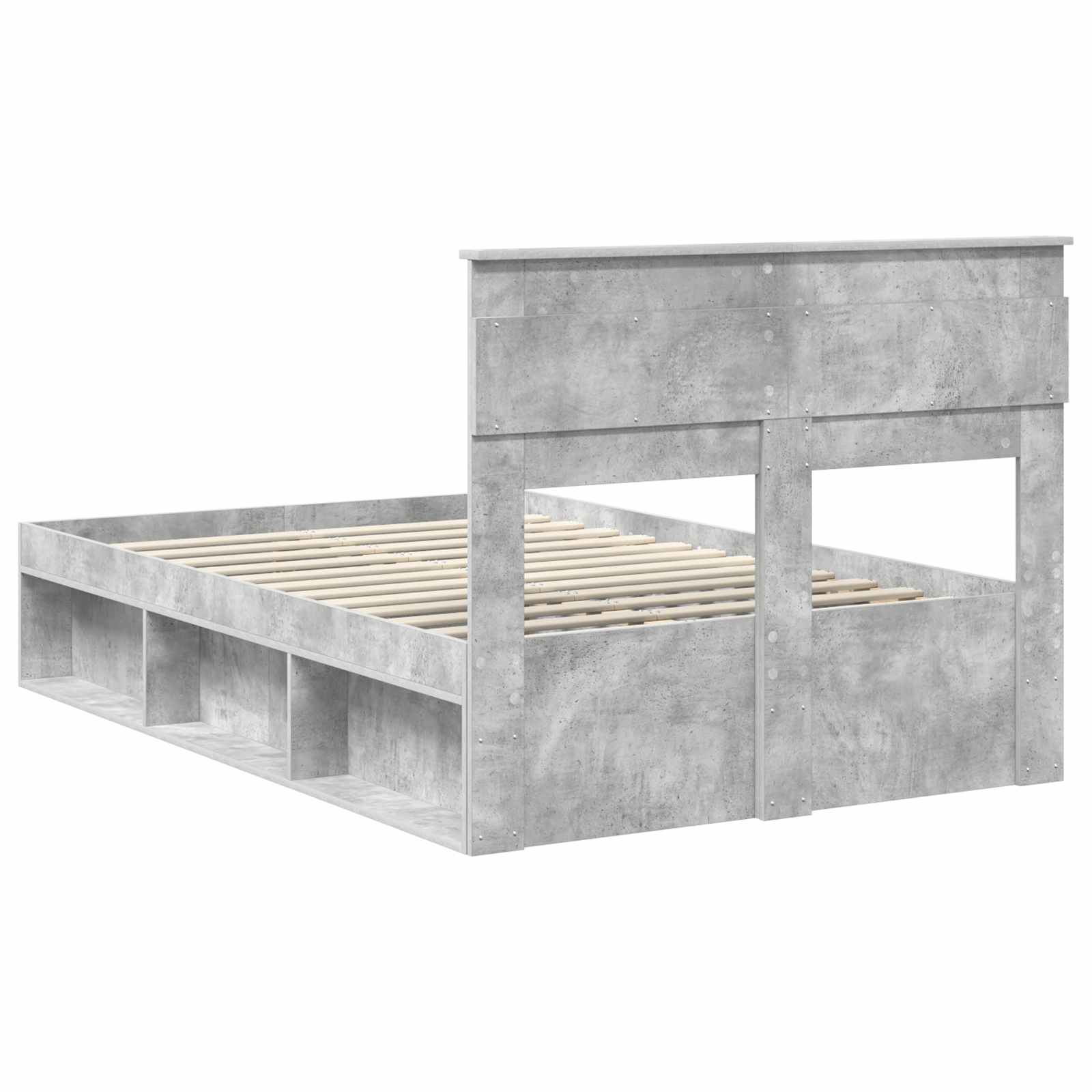 Cadre de lit gris béton 135 x 190 cm en pin massif - 9
