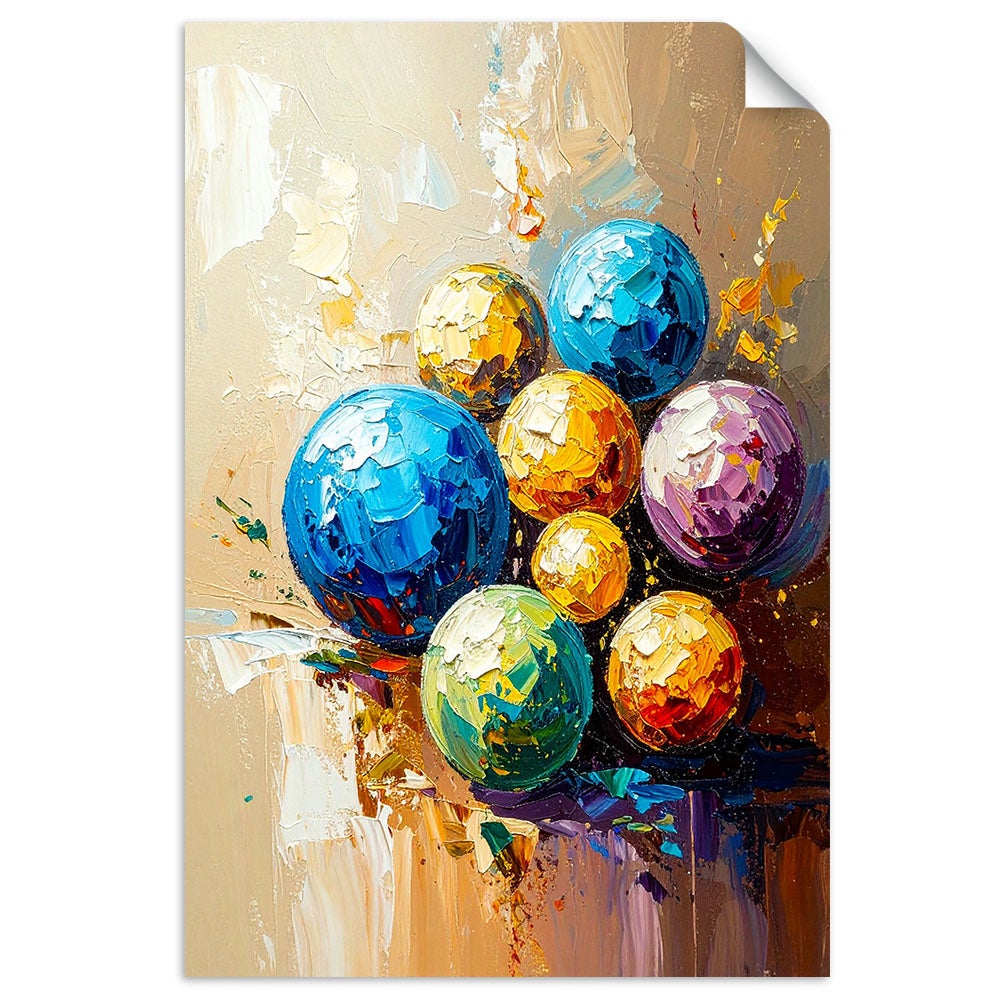 Naklejka na ścianę do salonu sypialni, Kolorowe Kule Plamy efekt farby olejnej 20x30