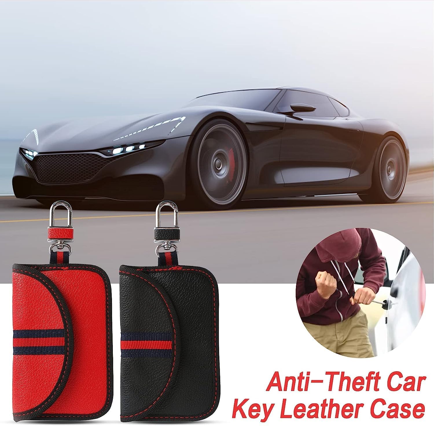 2 peças bolsa antirfid para bloqueio de sinal de chave de carro bolsa antirfid para bloqueio de sinal de chave de carro capa para chave de veículo - 2
