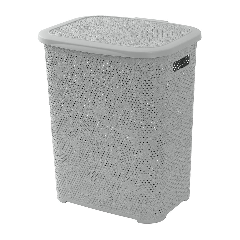 SAMMART Cesto Biancheria Pieghevole 42L | Plastica Pop-Up | Set Da 2 Grigio | Salvaspazio