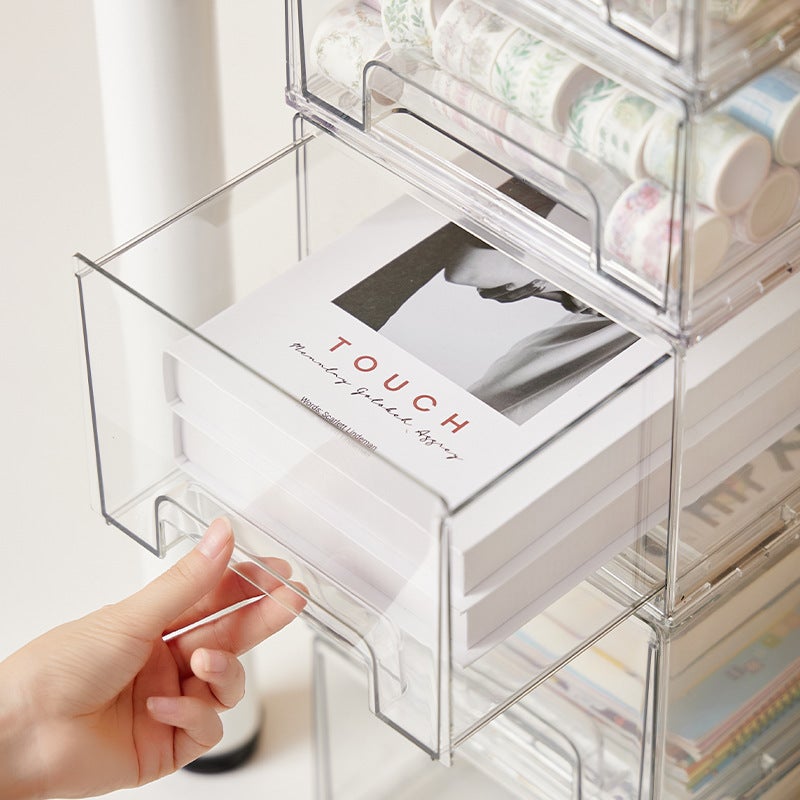 Organiseur de tiroir acrylique ClearView grande capacité anti-poussière empilable pour petits objets bureau cosmétiques - 5