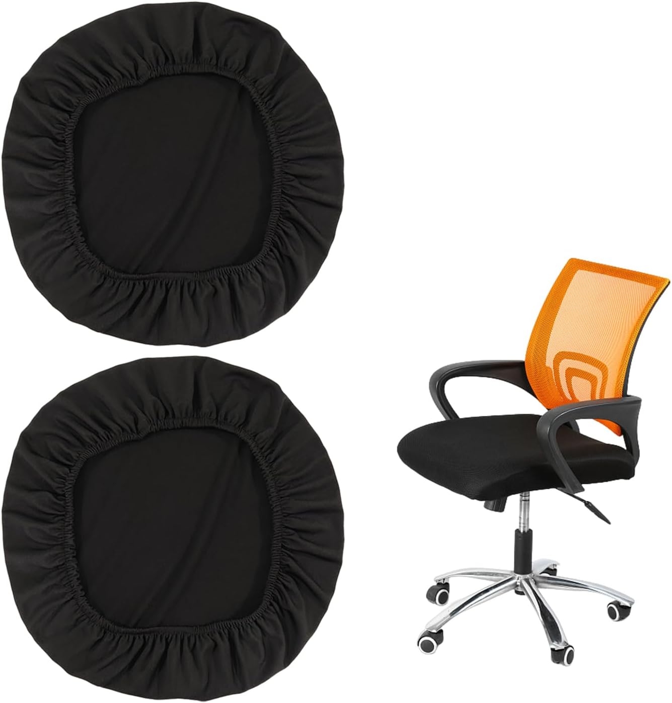 Zestaw 2 czarnych pokrowców na krzesła biurowe, elastyczne poszewki na poduszki na krzesła, pokrowce na siedzenia zewnętrzne