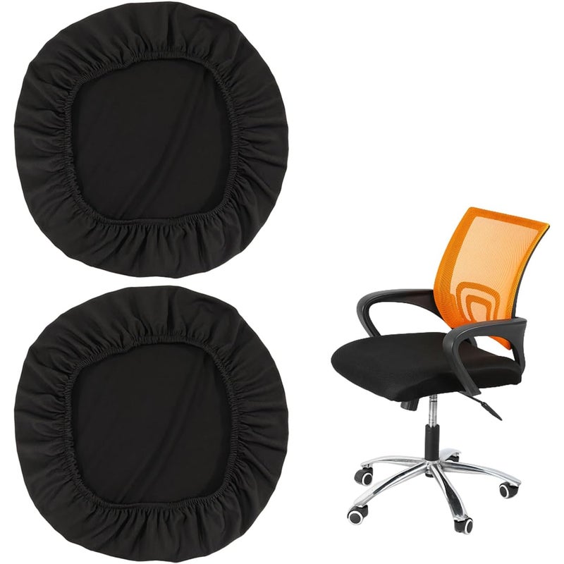 Zestaw 2 czarnych pokrowców na krzesła biurowe, elastyczne poszewki na poduszki na krzesła, pokrowce na siedzenia zewnętrzne