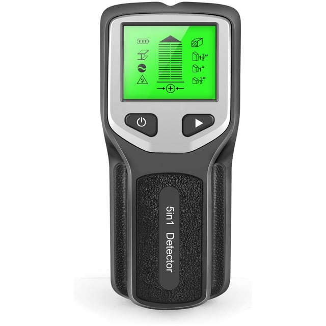 Detector de vigas 5 en 1 con alarma de pantalla LCD, detector de vigas de metal, escáner de pared, negro, para pared, piso (batería no incluida)