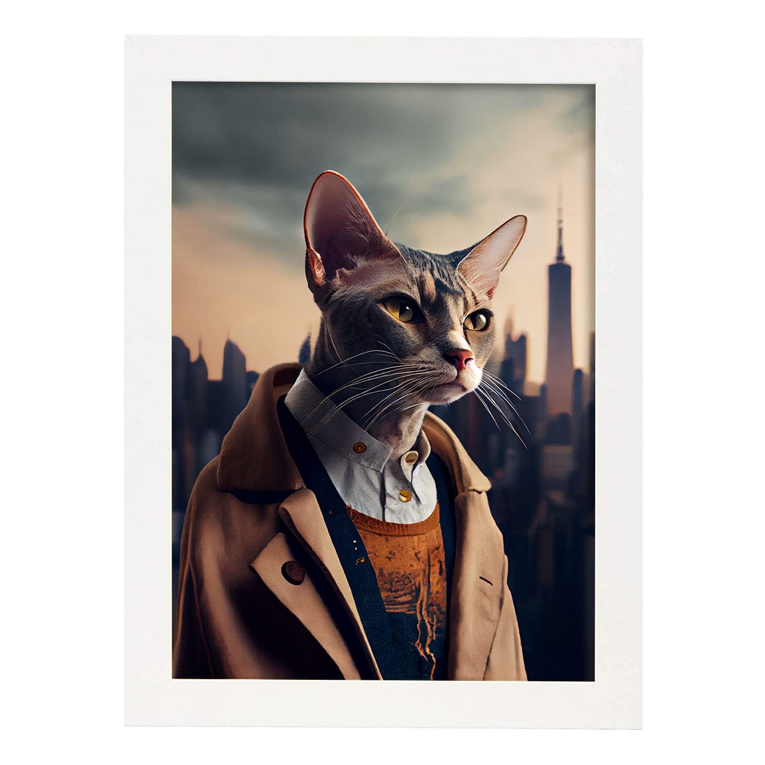 Nacnic lámina gato colorpoint sociable en estilo fotografía a todo color divertidas ilustraciones de animales con ropa humana diseño y a3 marco blanco