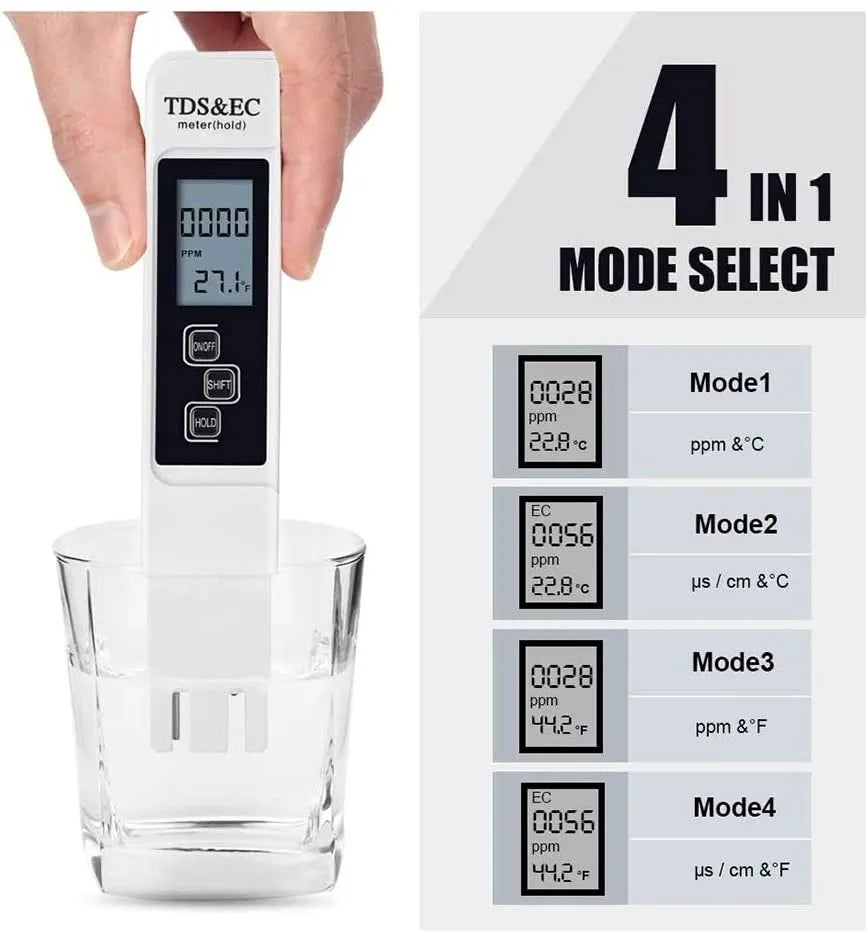 Testeur numérique de qualité de l'eau, compteur de pureté d'eau multifonctionnel, testeur de température PPM, compteur TDS CE, plage 0-9990 - 3