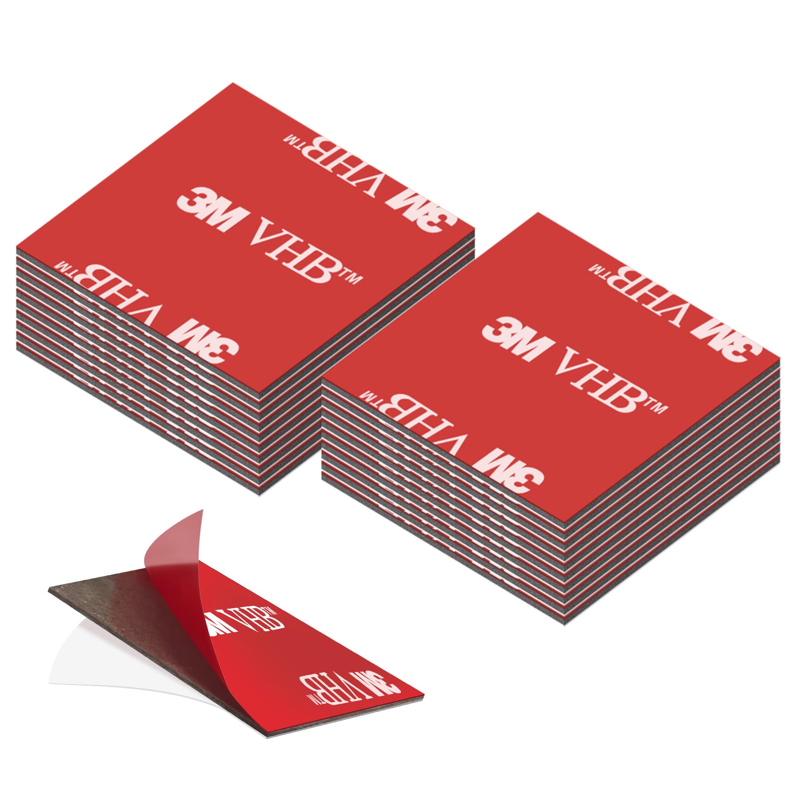 3M VHB Lot de 4 pastilles adhésives Double Face pour caméra de Tableau de Bord, carré de 7,2 cm et Rond de 5,6 cm, résistant à la Chaleur, Autocollant