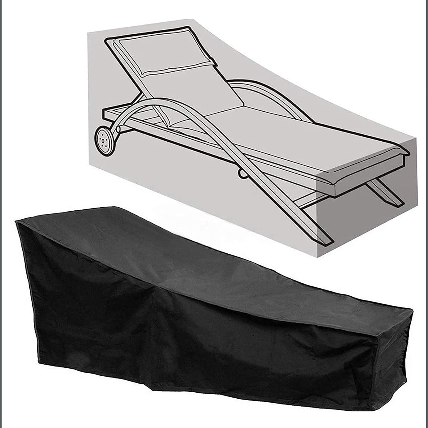 Pokrowiec na krzesło ogrodowe, długi, oddychający, wodoodporny pokrowiec ochronny z tkaniny Oxford 420D na krzesło, 210*75*40*80 cm, czarny
