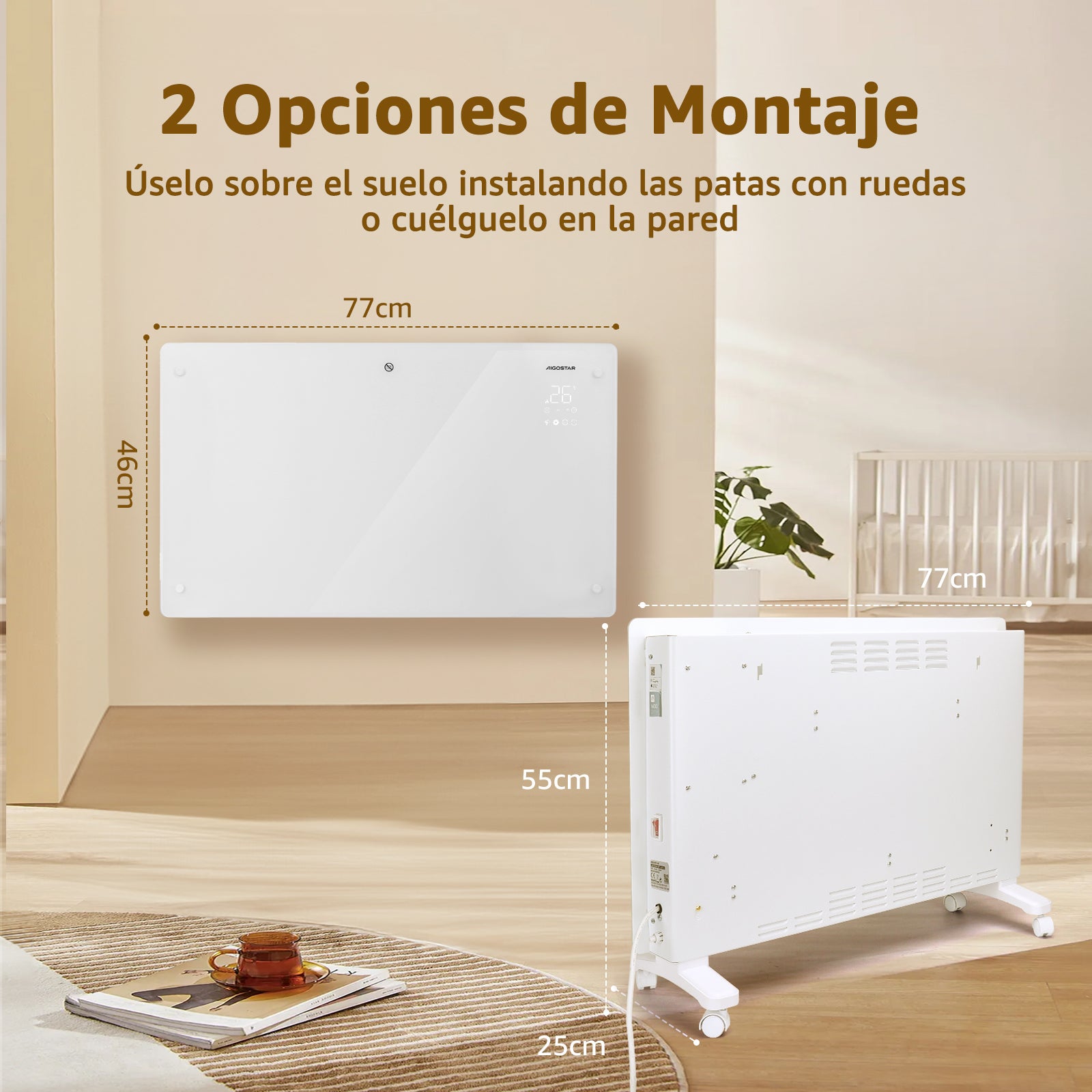 Radiador Electrico Bajo Consumo 3 Modos, Conexión Wi-fi, Programable Aigostar - 7